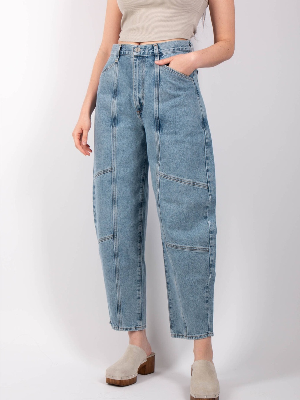 AGOLDE Mara High-Rise Seamed Tapered Jeans Barrel